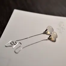 925銀製 耳線【白玉髓・立体餃子デザイン・シンプル・小型】