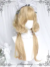 かわいい金茶色のショートカールウィッグ【取り外し可能・ロリータスタイル】