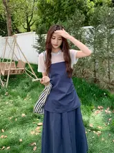 深青色の優しい雰囲気のネット生地トップスとキャミソールの夏向けスカート【シルエットを美しく見せる・三点セット（セットアップ対応）】