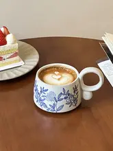 美しい青花瓷デザインの陶器マグカップ【オフィスやカフェ用・カップル用】