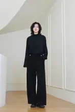 SUNYVONNE 厚手コーデュロイ高腰ワイドパンツ【ダークデザイン】