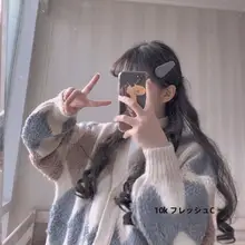 ランタンスリーブのバイカラーアーガイルニットカーディガン【韓国風・ルーズフィット・レトロデザイン】