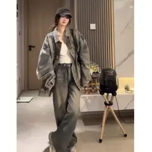 春季レトロウォッシュデニムジャケット【オーバーサイズ・フィット・クラシックデザイン】