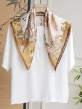 古風デザインの絹製スカーフ【100%桑蚕丝・花柄・贈り物に最適】