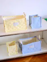 おしゃれなドットチェックの大容量収納バスケット【折りたたみ式】