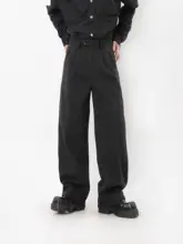 スラックス メンズ ウール タック ドレープ ルーズ ストレート シンプル きれいめ カジュアル 「LUCE GARMENT」