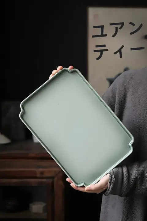 乾燥茶盤 家庭用 茶器 トレイ 長方形 小茶卓 レトロ 陶変
