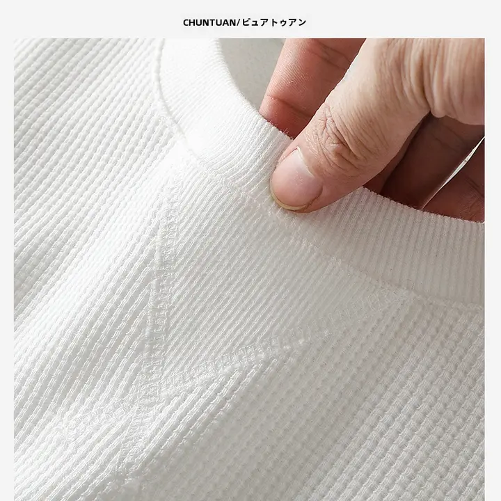 シンプルデザインのワッフル生地 メンズ半袖Tシャツ【ゆったりしたフィット感・夏用・無地】