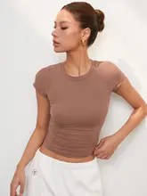 ボディにフィットするショート袖Tシャツ【ウエストシェイプ・夏用・女性用】