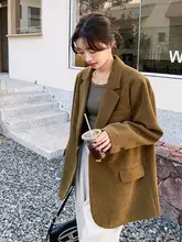 レトロな高級感のコーデュロイジャケット【女性用・ルーズフィット・カジュアル通勤スタイル】（セットアップ対応）