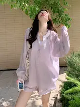 2点セット レディース パープル UVカットシャツ ショートパンツ カジュアル 着痩せ 毎日コーデ 夏