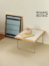 折りたたみ式 デザインコーヒーテーブル【シンプル・アート風・スクエア】