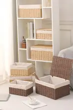 フタ付き収納バスケット【デスク周りの小物整理用・藤製・家庭用・スナック入れ・鍵収納】