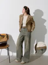 秋季向け大人女性用アウター【スエード風・ヴィンテージデニム・ゆったりサイズ】（セットアップ対応）