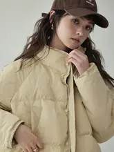 立ち襟デザインのショートダウンジャケット【白鹅绒・ゆったり厚手・女性用】