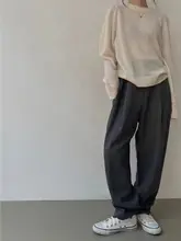 秋用 ゆったりとした杏色ニットトップス【フレンチスタイル・プレーンデザイン】