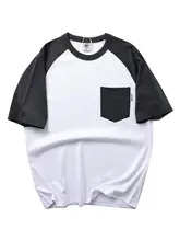 大胆なカラーコンビネーションのショートスリーブTシャツ【コットン・ユニセックス・ルーズフィット・カジュアル】