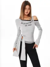 デザイン性のあるアメリカンビンテージ風レタープリント長袖Tシャツ【春秋用・スリムフィット】（セットアップ対応）