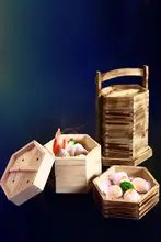 木製蒸し器 六角形 小籠包用【持ち運び可能・広東式・レストラン用】