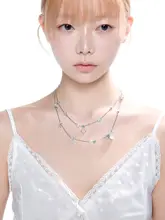 海の宝石モチーフ ネックレス【夏向け・ブルー・満天星デザイン】