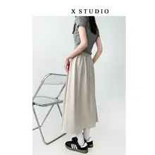 大きいサイズ レディース フレアスカート【ウエストゴム・ミディ丈・Aライン】