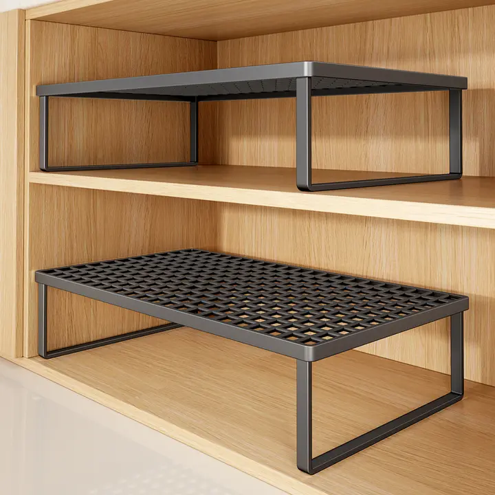 キッチンキャビネット用分層収納ラック【鍋具収納・調味料整理・台所下棚対応】