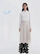 セットアップ 2点セット レディース シャツ スカート 白 モダール ふんわり きれいめ 着痩せ 通勤 面接 小柄