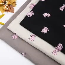 厚手麻混紡生地のうさぎ刺繍【ハンドメイド用・クッションやテーブルクロスに最適】