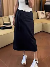 体型カバーを叶える！ハイウエストストレート中長丈スカート【カジュアル・スタイル】（セットアップ対応）