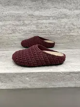 粗いロープ編みのつま先付きスリッパ【厚底・女性用・カジュアルデザイン】（セットアップ対応）