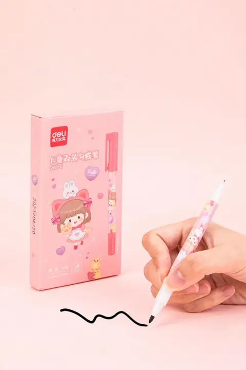 両頭マーカー 小学生 キッズ 男の子 女の子 速乾性 細字 水性インク お絵かき 線画 美術 記号ペン