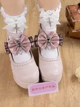 黒とピンクの水晶レースシュークリップ【JK制服コーディネート用・甘美でクールなデザイン】