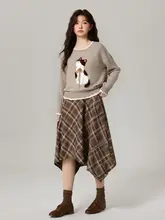 春らしい気品を演出！女性用ニット半裙【極上の柔らかさ・可愛いデザイン】（セットアップ対応）