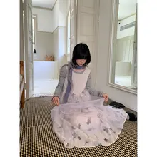 枯れたバラのデザイン！ヴィンテージ風フラワープリントノースリーブワンピース【中長丈・ラウンドネック】
