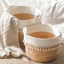 編みかご 植物 プランター フラワーバスケット ハンドキャリー収納 家庭用 リビング フロア 装飾 北欧スタイル