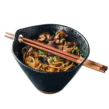 陶器 ラーメンボウル 家庭用スープボウル サラダボウル フルーツボウル 両耳箸立てボウル 創意 レトロ