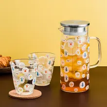 西比尔 北欧スタイル ガラス製冷水ポット【高温耐性・家庭用・ティーポットセット】