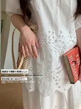 レース刺繍ブラウスとスカートのセットアップ【フレンチスタイル・大きいサイズ・女性用】（セットアップ対応）