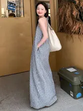 バックオープンのロングドレス【フレンチスタイル・フィット・夏用・ビーチ・旅行対応】