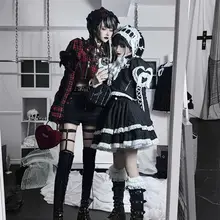 原宿風ゴシックジャケット【高腰デザイン・バンド付きスカート・ロリータスタイル】（セットアップ対応）
