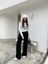 高腰デニムパンツ【レディース・フィット・ストレート・秋冬用】（セットアップ対応）