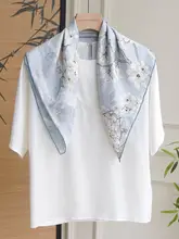 古風デザインの絹製スカーフ【100%桑蚕丝・花柄・贈り物に最適】
