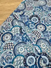 国風青花瓷デザインの全棉布クロス【デジタル印刷・ハンドメイド】