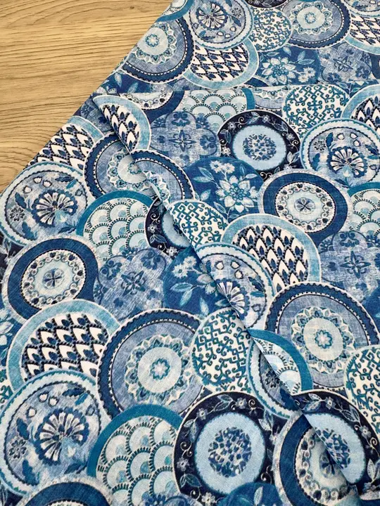 国風青花瓷デザインの全棉布クロス【デジタル印刷・ハンドメイド】
