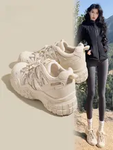 厚底デザインのレディースカジュアルスニーカー【通気性・ペッパーカラー・ダッドシューズ】