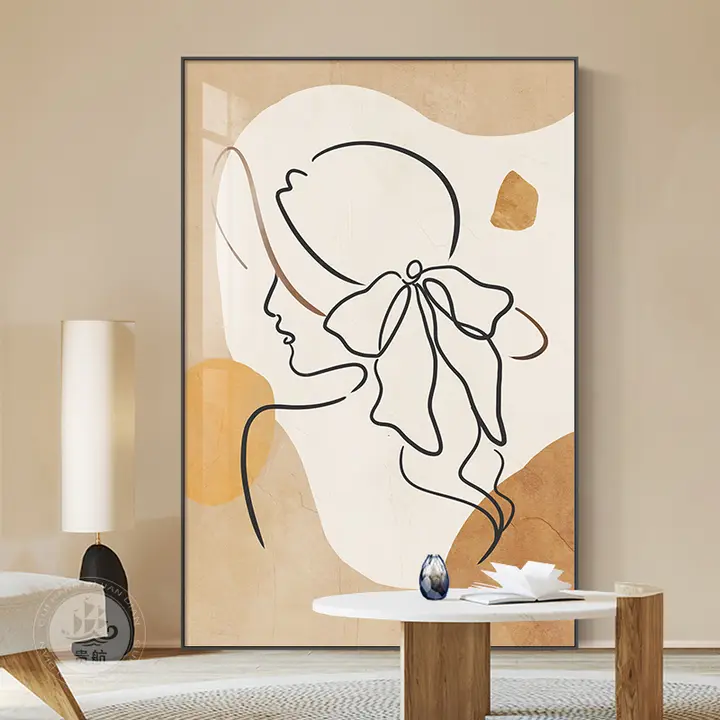 ログクリーム風 リビングソファ 背景壁装飾絵画