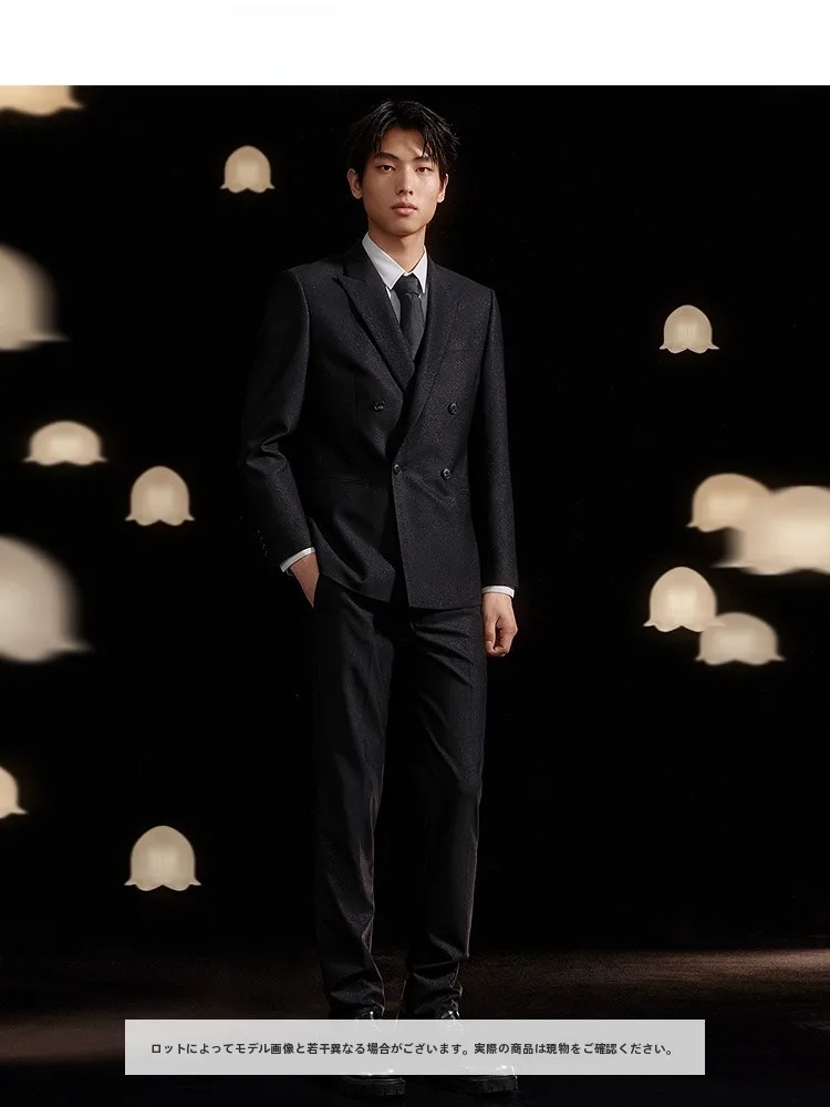 ビジネスカジュアル メンズダブルブレストジャケット：秋用スリムフィットブラックの実用性とシーン別対応
