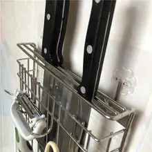 ステンレス製 壁掛けナイフホルダー【キッチン収納用・フック付き】