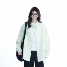 春夏用 オーバーサイズブルー長袖シャツ【カジュアル・ユニセックス】