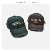 立体刺繍のソフトキャップ【カフェカラー・ユニセックス・ストリートスタイル】